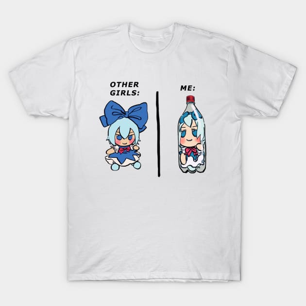 I draw bottled cirno fumo plush but it's me and other girls meme / touhou T-Shirt by mudwizard